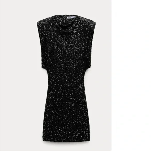 Zara SHOULDER PADS SEQUIN DRESS ZW COLLECTION 9489/108 - Picture 12 of 15